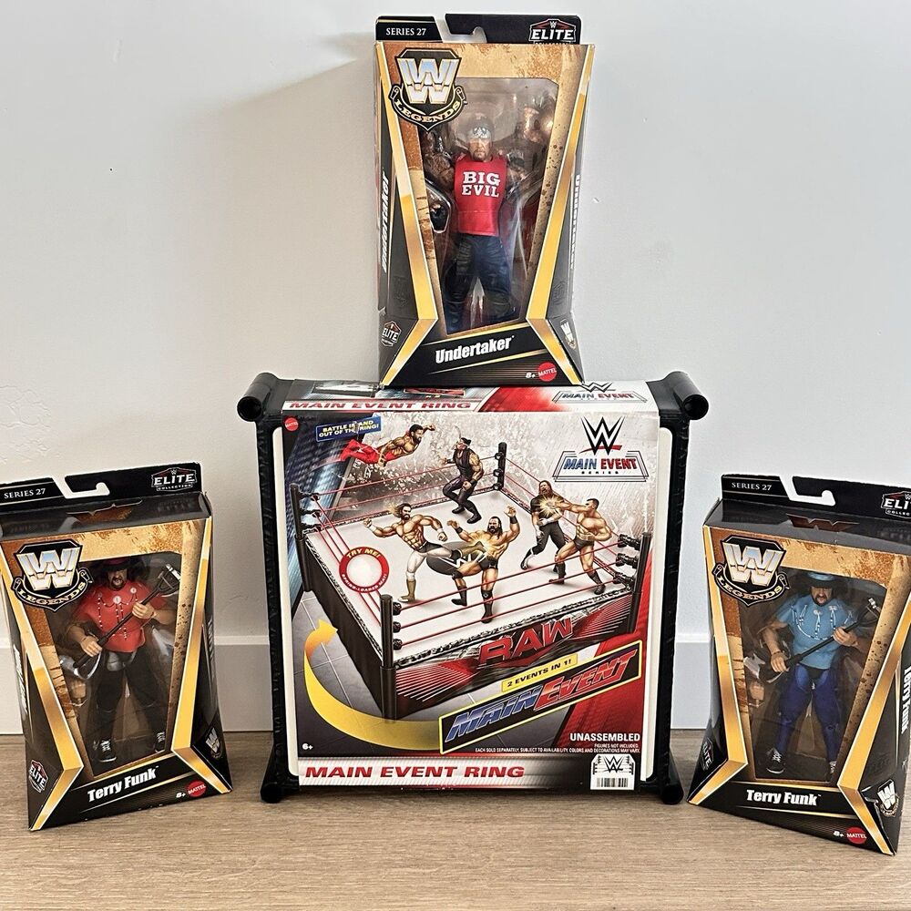 WWE Superstar Ring Labels Main Event RAW Spring-Loaded Figures Funk Undertaker